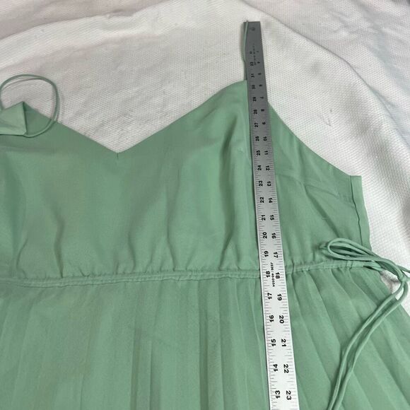 ASOS DESIGN Soft Green Pleated Cami Mini Dress w/ Drawstring Waist Sz 22 Women’s - Picture 6 of 11